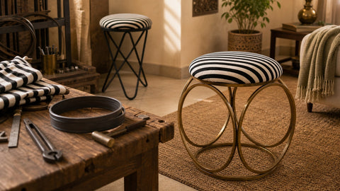 Greetwood metal stools in an artisan workshop inspired interior
