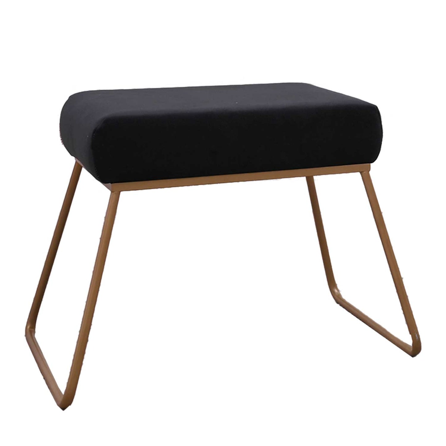 Classy and Compact Golden Metal Stool in Black Cushion