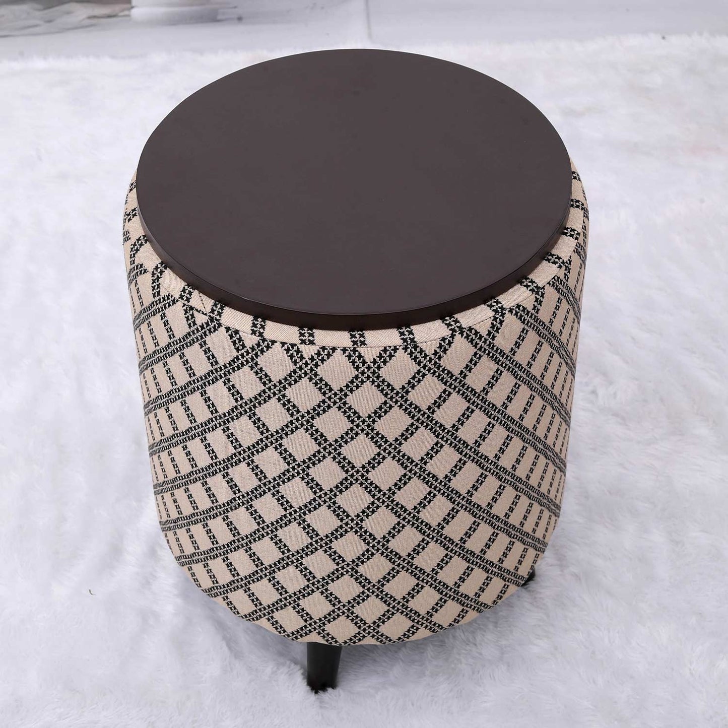 Universal Tetrad Jacquard Storage Ottoman in Beige Color