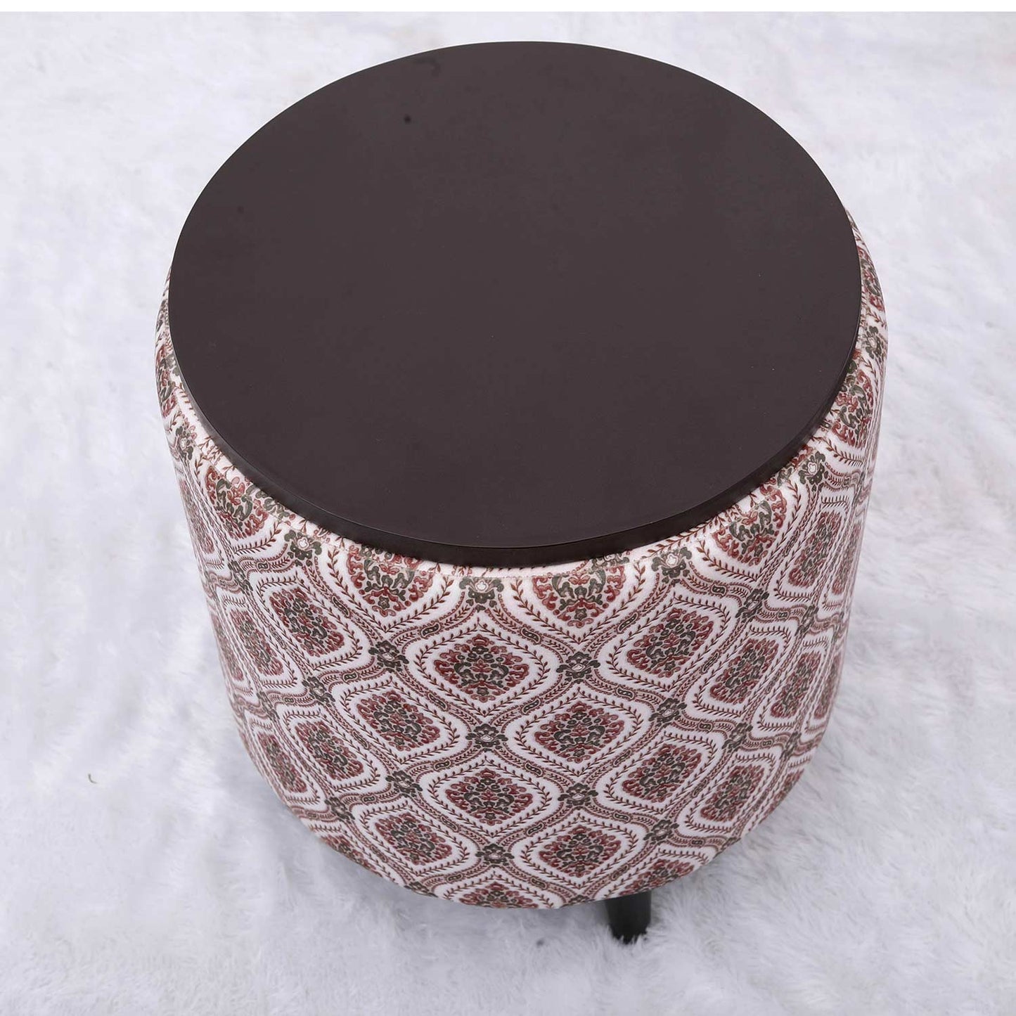 Universal Printed Storage Ottoman in Maroon and Green Color