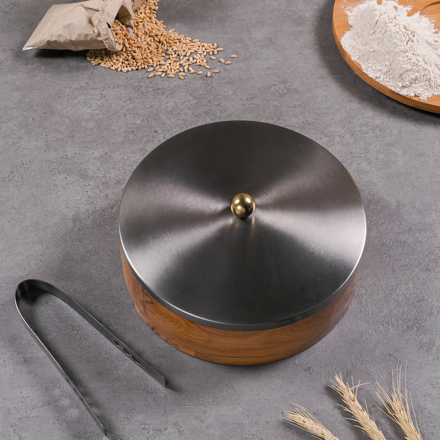 Greetwood GunMetal Plane Wooden Chapati Box for Kitchen