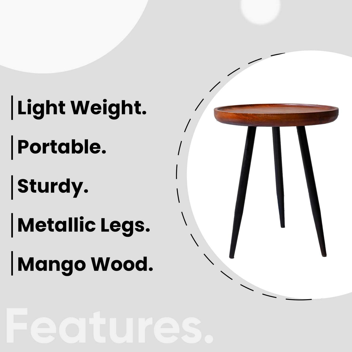 Walnut Pair Mango Wood & Metal Side Table