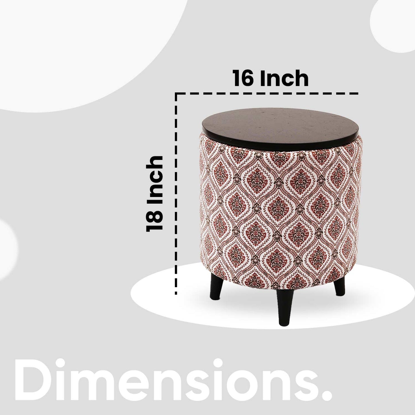Universal Printed Storage Ottoman in Maroon and Green Color Set of 2