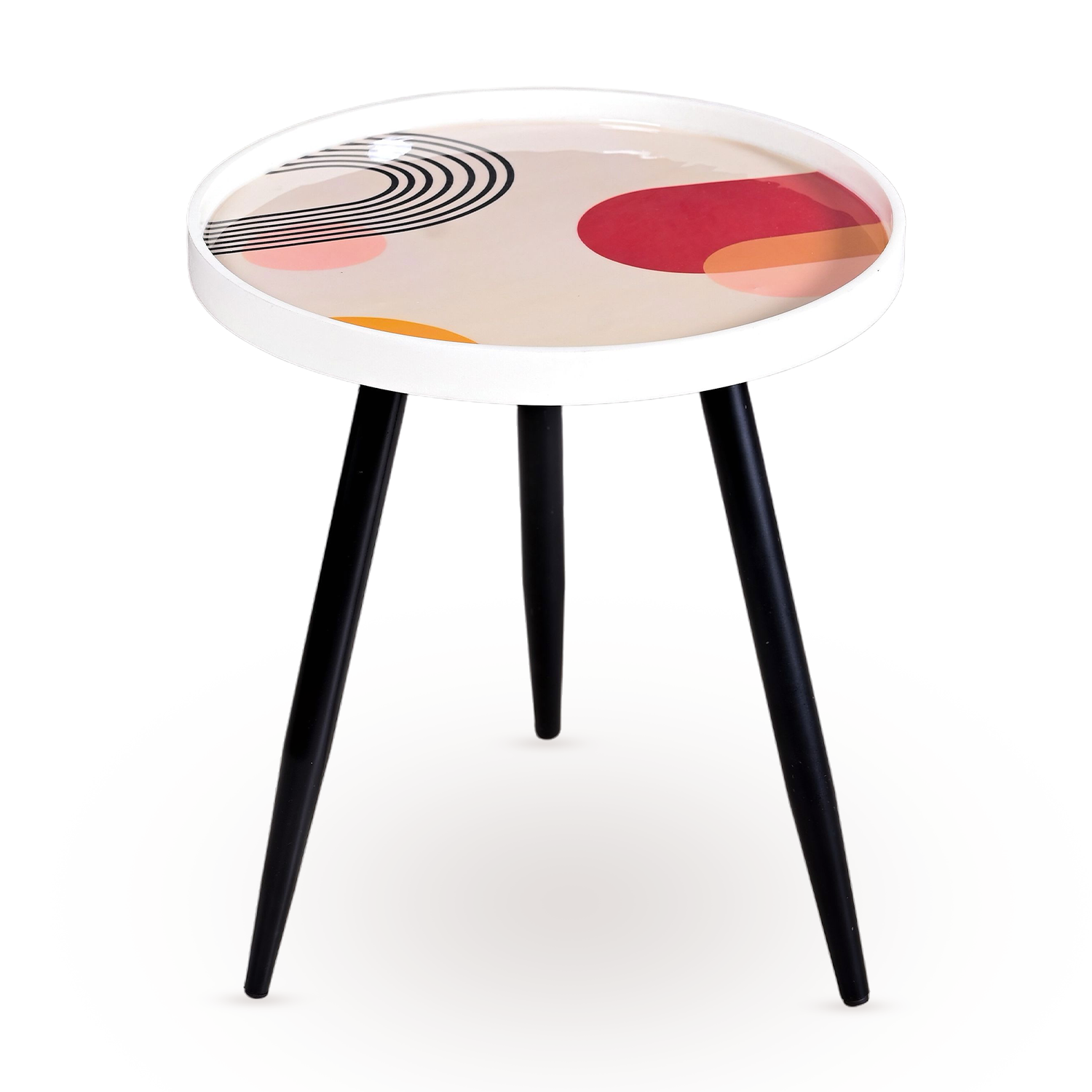 Greetwood Beige Resin Top Side Table for Living Room Decor