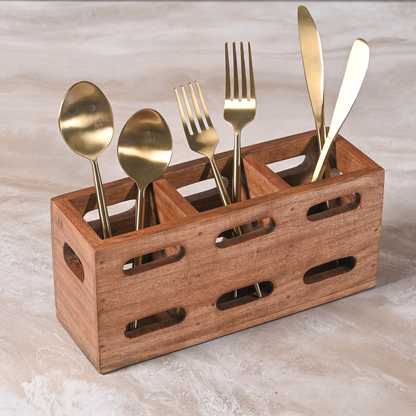 Greetwood Ventilated Wooden Cutlery Holder for Kitchen