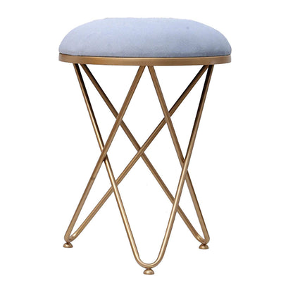 Ultra-modern Cross Leg Golden Metal Stool in Grey Cushion Set of 2