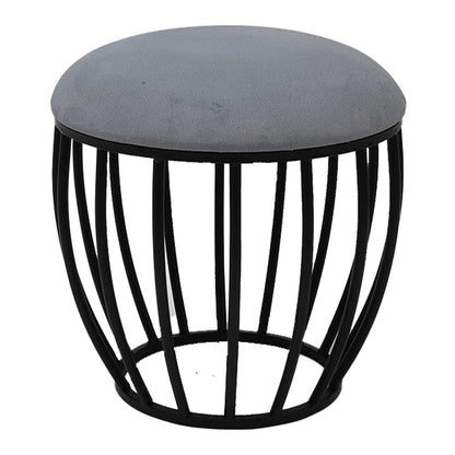 Classic Cage-Style Rose Matt Black Stool in Grey Cushion Set of 2
