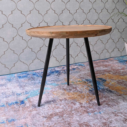 Natural Large Mango Wood & Metal Side Table