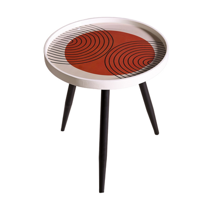 Greetwood Ivory Resin Top Side Table for Living Room Decor