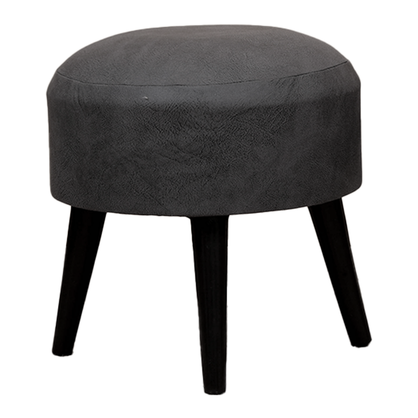Contemporary Leather Wooden Tuffet in Grey Color Set of 2