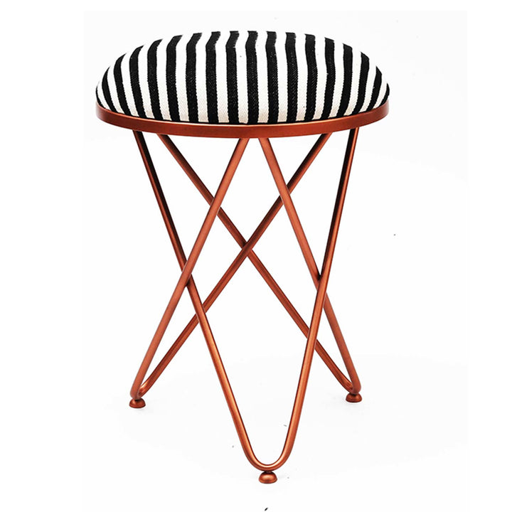 Ultra-modern Cross Leg Rose Gold Metal Stool in Black & White Set of 2