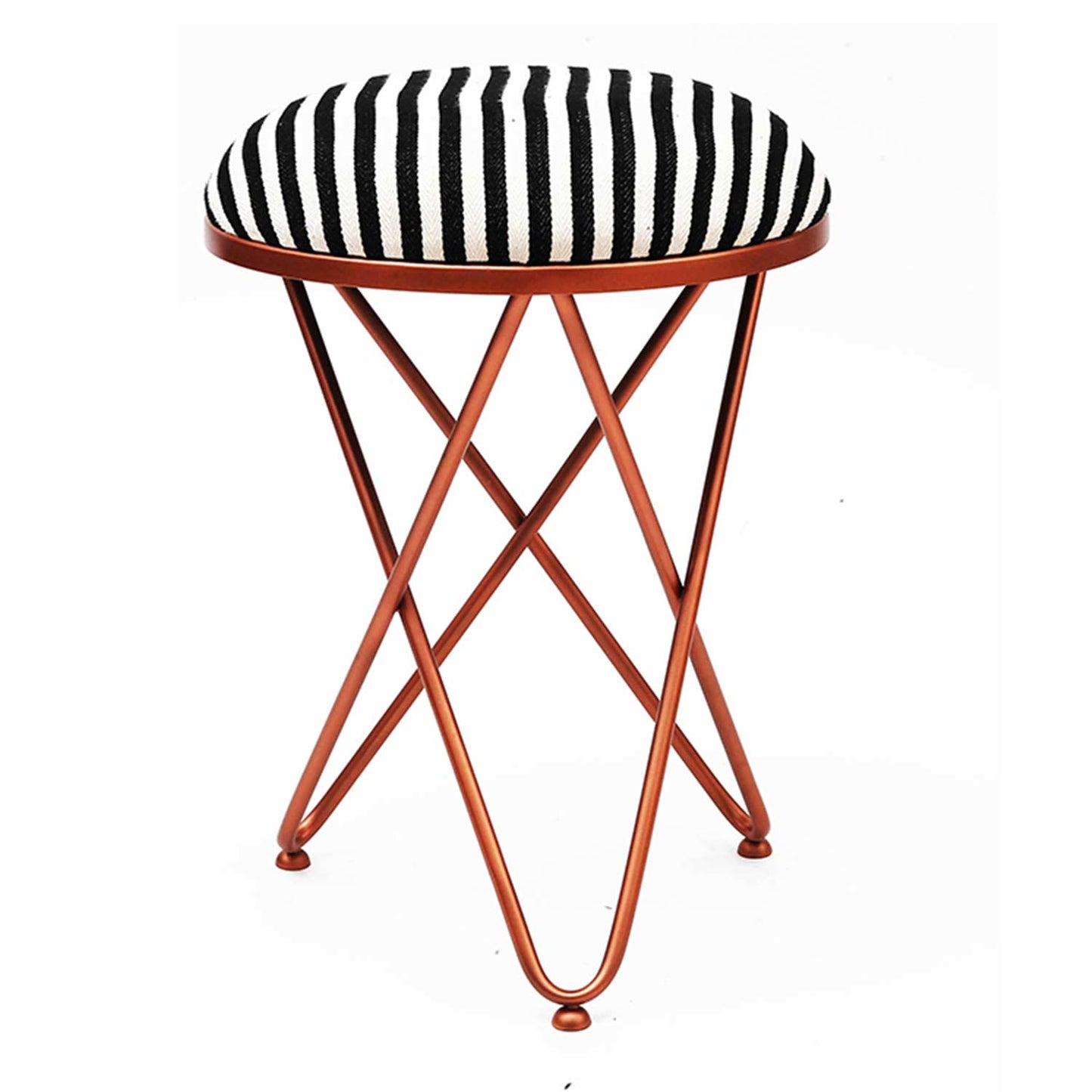 Ultra-modern Cross Leg Rose Gold Metal Stool in Black &amp; White Set of 2