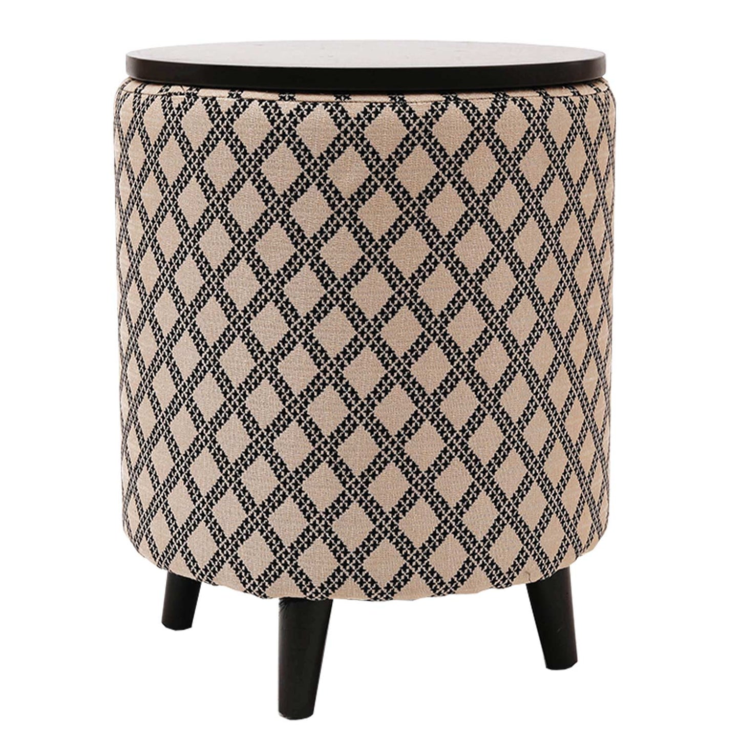 Universal Tetrad Jacquard Storage Ottoman in Beige Color