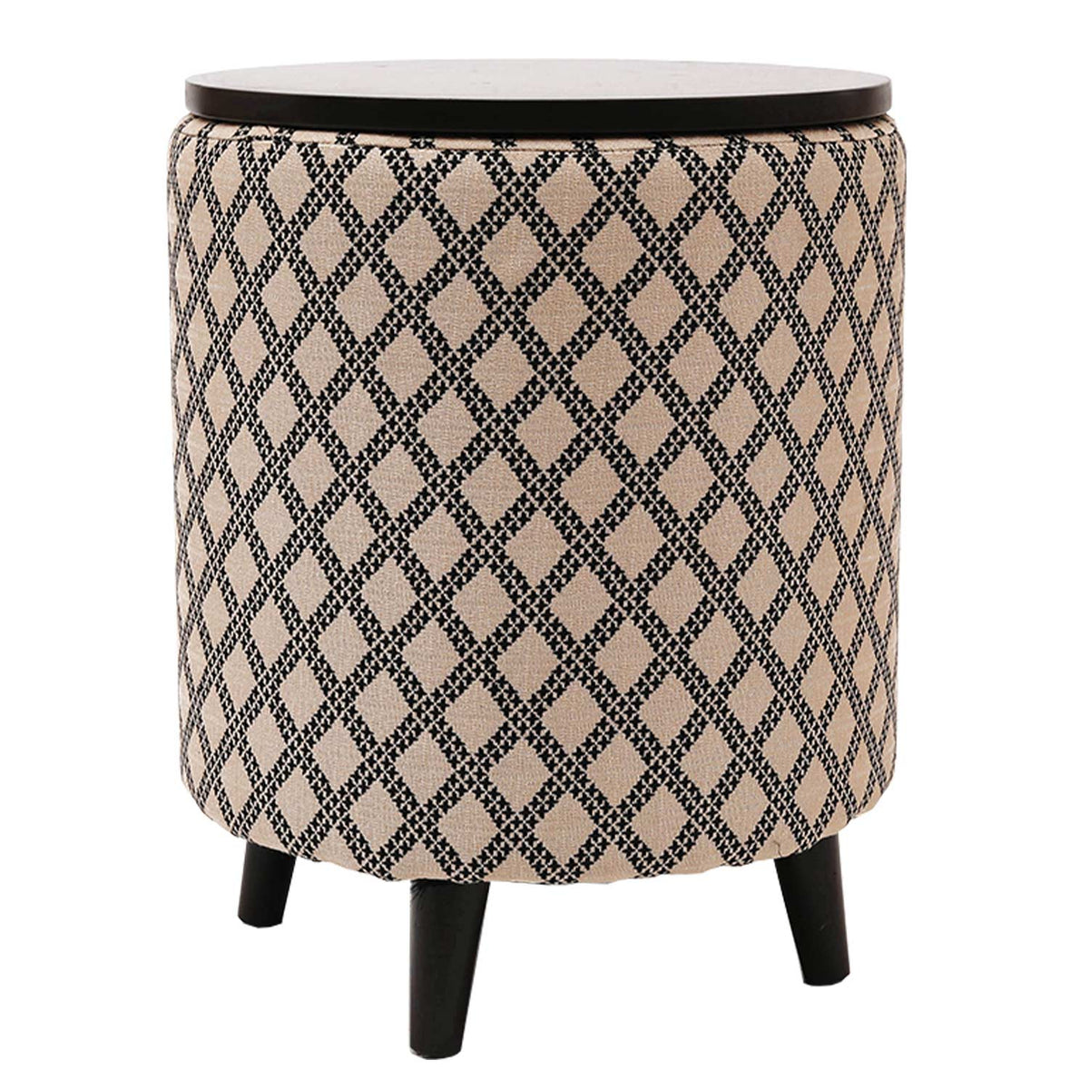 Universal Tetrad Jacquard Storage Ottoman in Beige Color Set of 2
