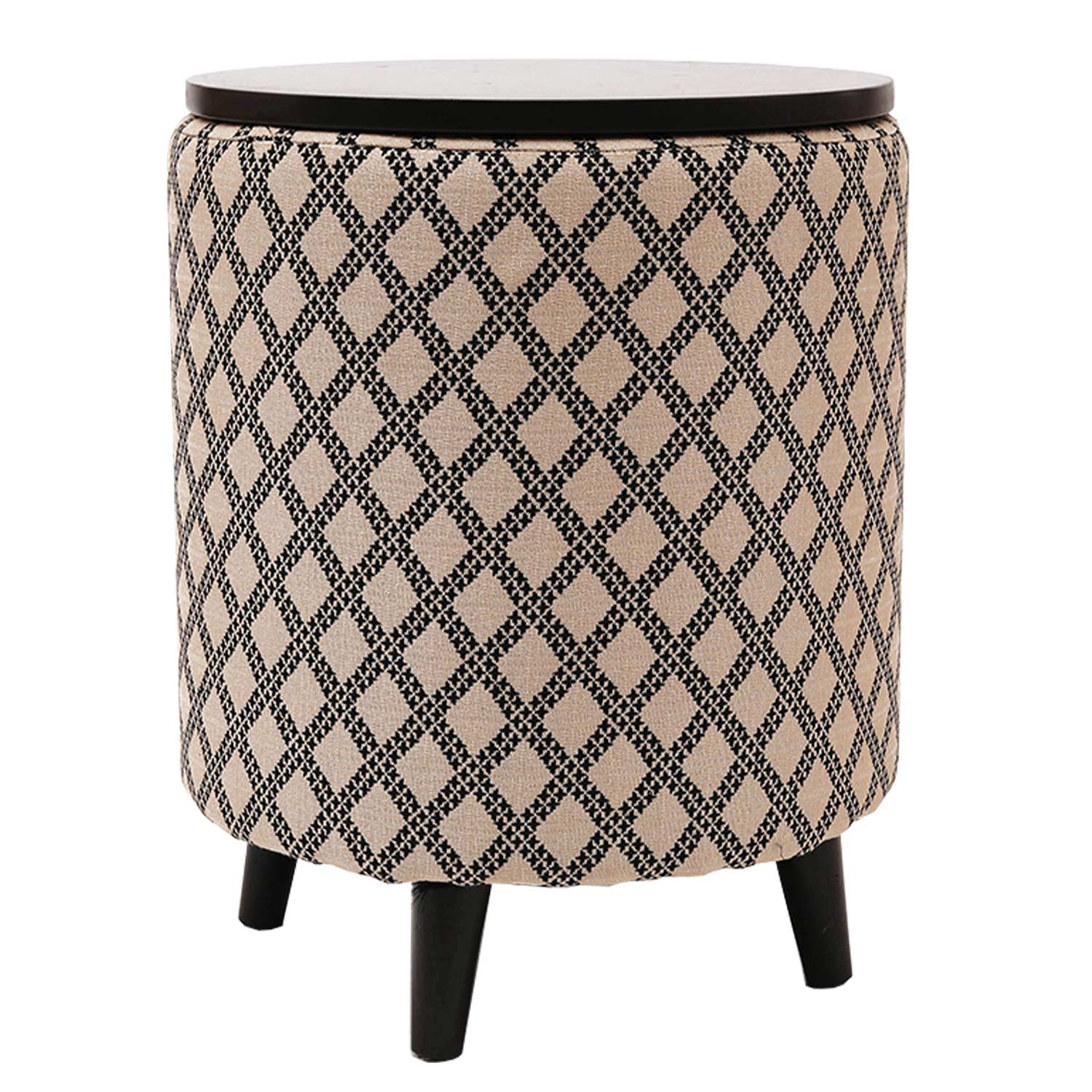 Universal Tetrad Jacquard Storage Ottoman in Beige Color Set of 2