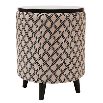 Universal Tetrad Jacquard Storage Ottoman in Beige Color Set of 2