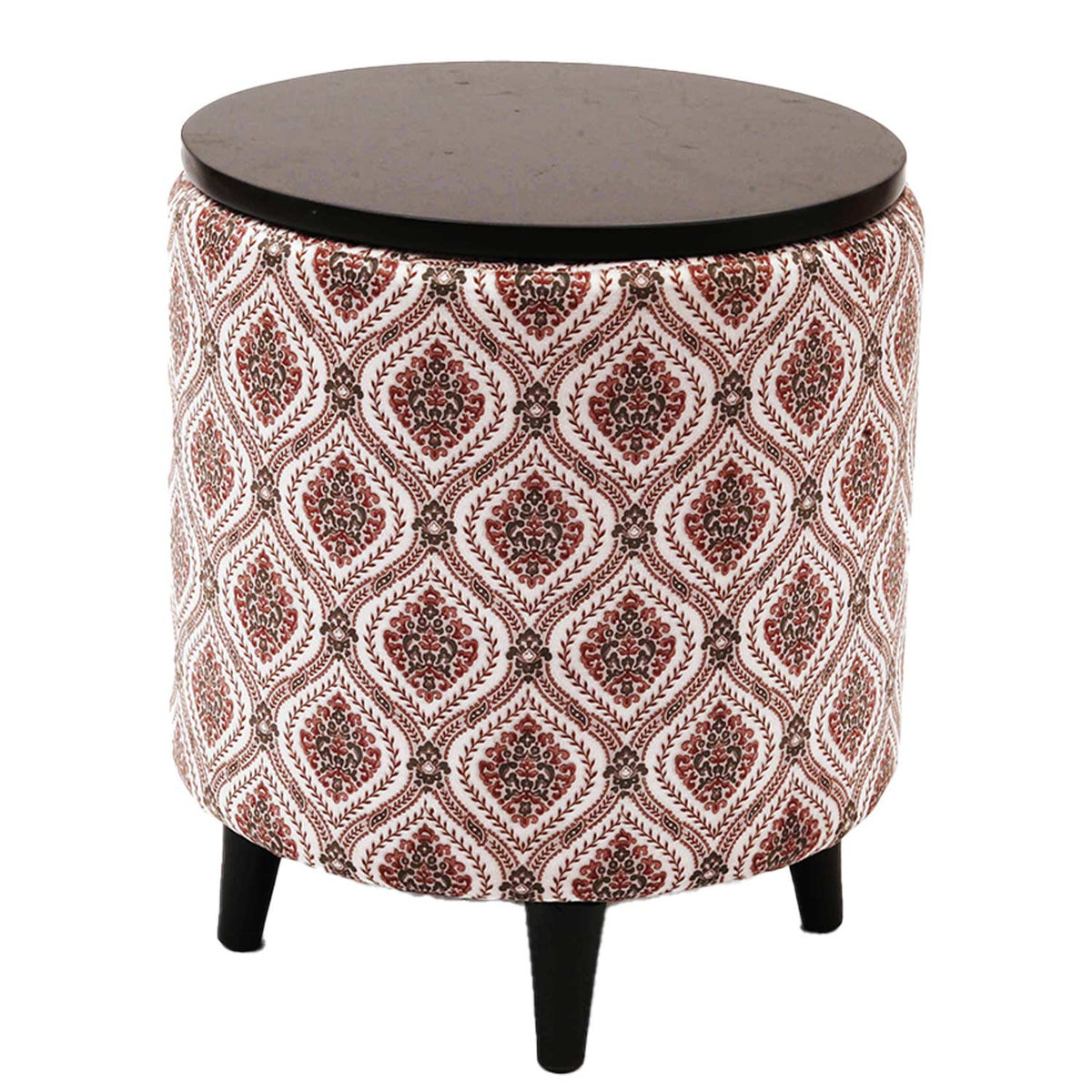 Universal Printed Storage Ottoman in Maroon and Green Color Set of 2