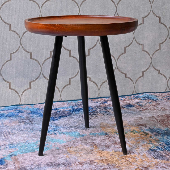 Walnut Small Mango Wood & Metal Side Table