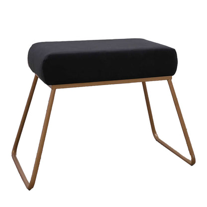 Classy and Compact Golden Metal Stool in Black Cushion Set of 2