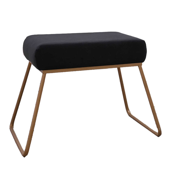 Classy and Compact Golden Metal Stool in Black Cushion Set of 2
