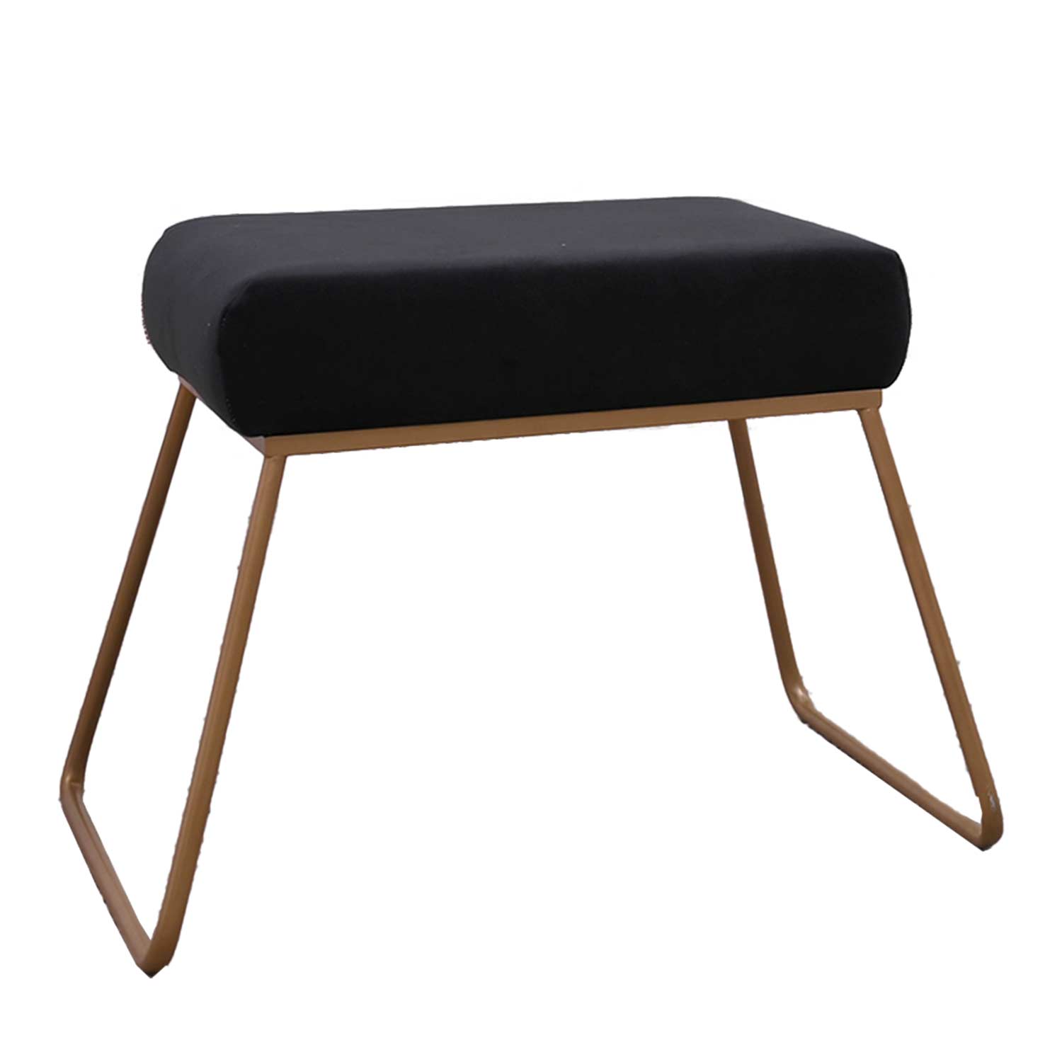 Classy and Compact Golden Metal Stool in Black Cushion Set of 2