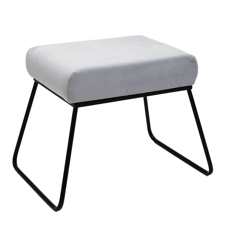 Classy and Compact Matt Black Metal Stool in Grey Cushion Set of 2