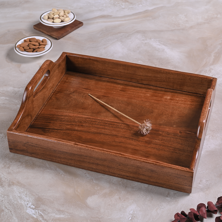 Greetwood Wooden Serving Tray With Raised Handle