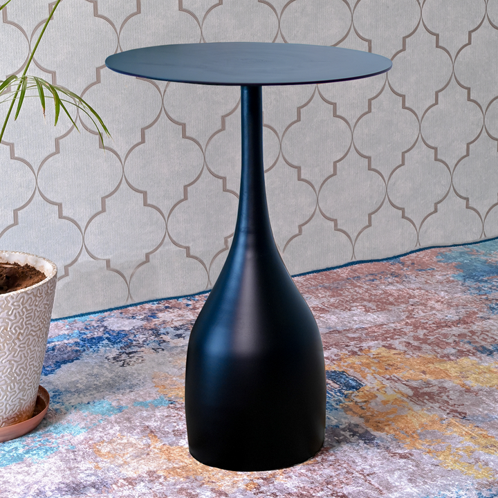 Greetwood Metal Side Table for Living Room Decor in Black Color