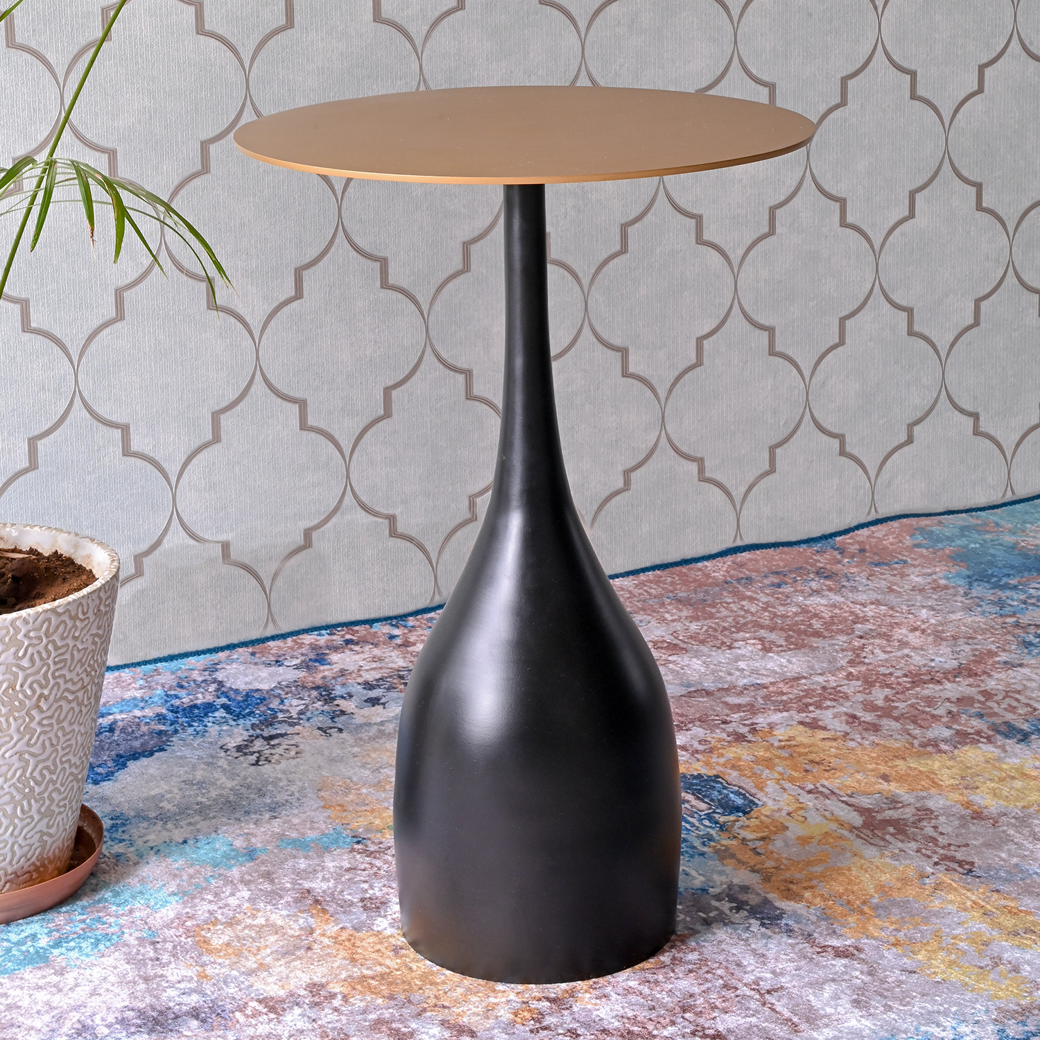 Greetwood Metal Side Table for Living Room Decor in Gold Color