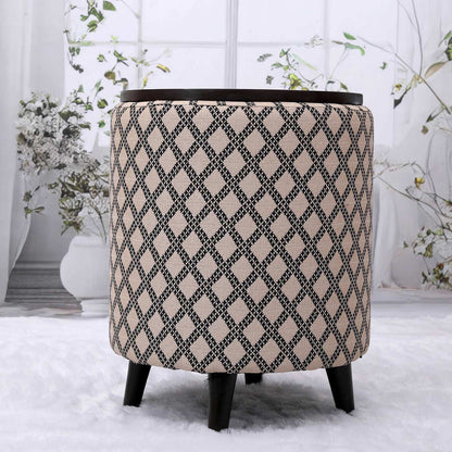 Universal Tetrad Jacquard Storage Ottoman in Beige Color