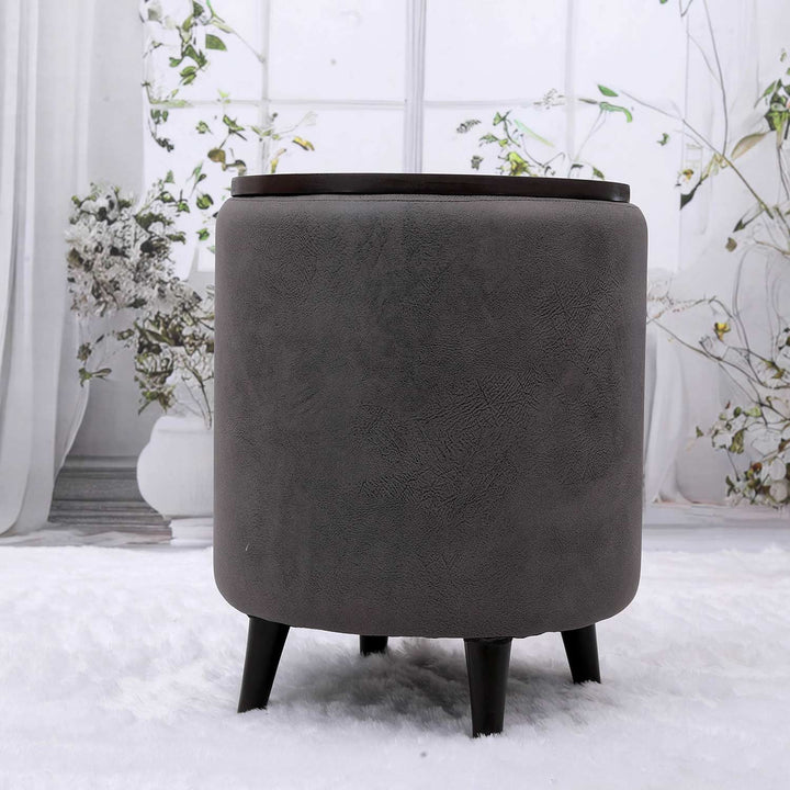 Universal Leather Storage Ottoman in Grey Color