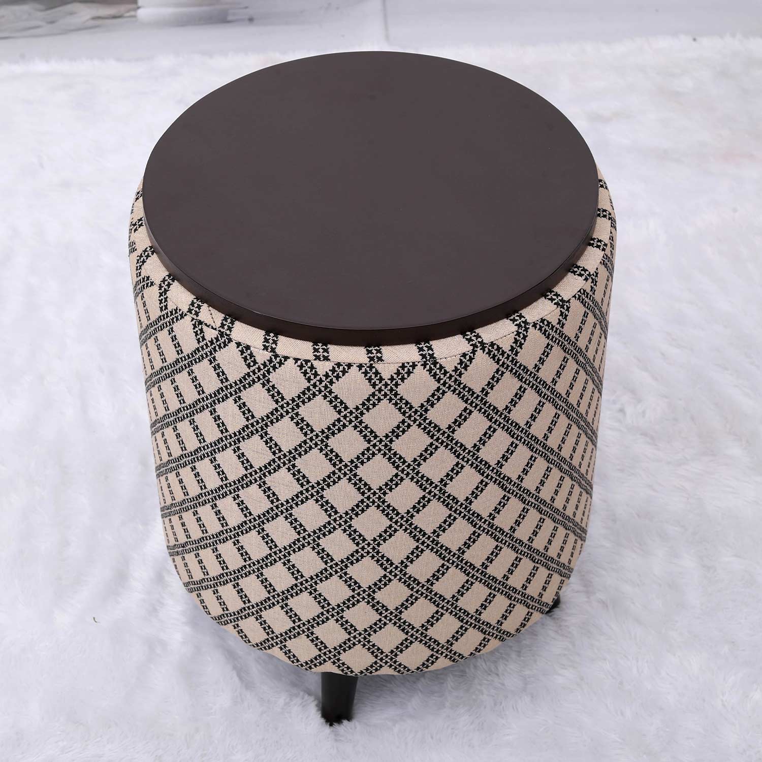 Universal Tetrad Jacquard Storage Ottoman in Beige Color Set of 2