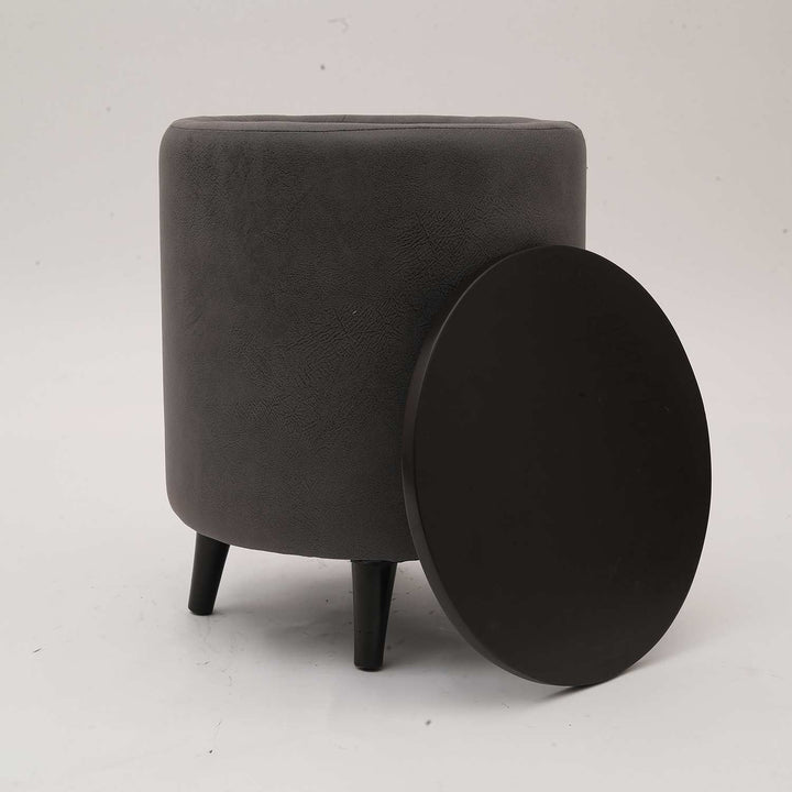 Universal Leather Storage Ottoman in Grey Color Set of 2