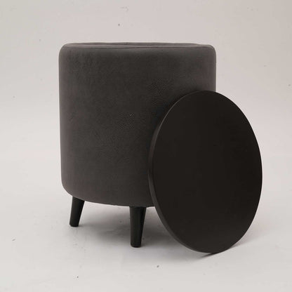 Universal Leather Storage Ottoman in Grey Color Set of 2