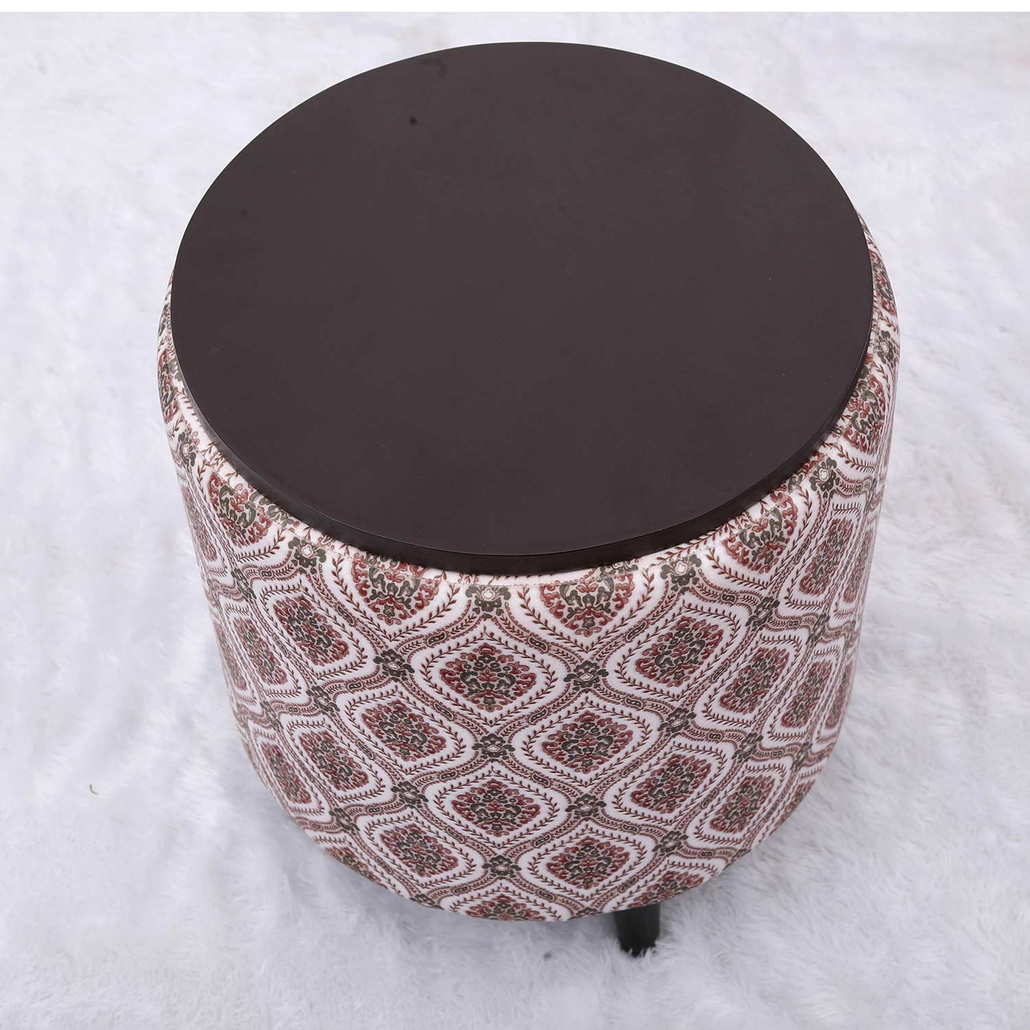 Universal Printed Storage Ottoman in Maroon and Green Color