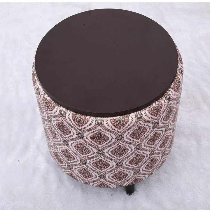 Universal Printed Storage Ottoman in Maroon and Green Color Set of 2