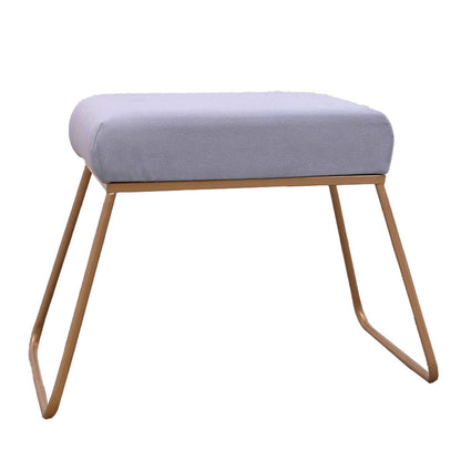 Classy and Compact Golden Metal Stool in Grey Cushion