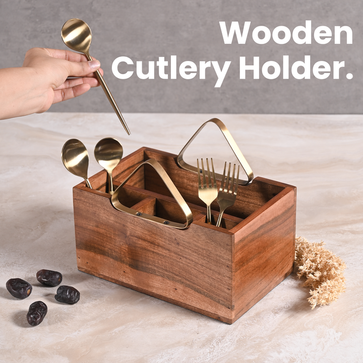 Greetwood Wooden Cutlery Holder for Kitchen