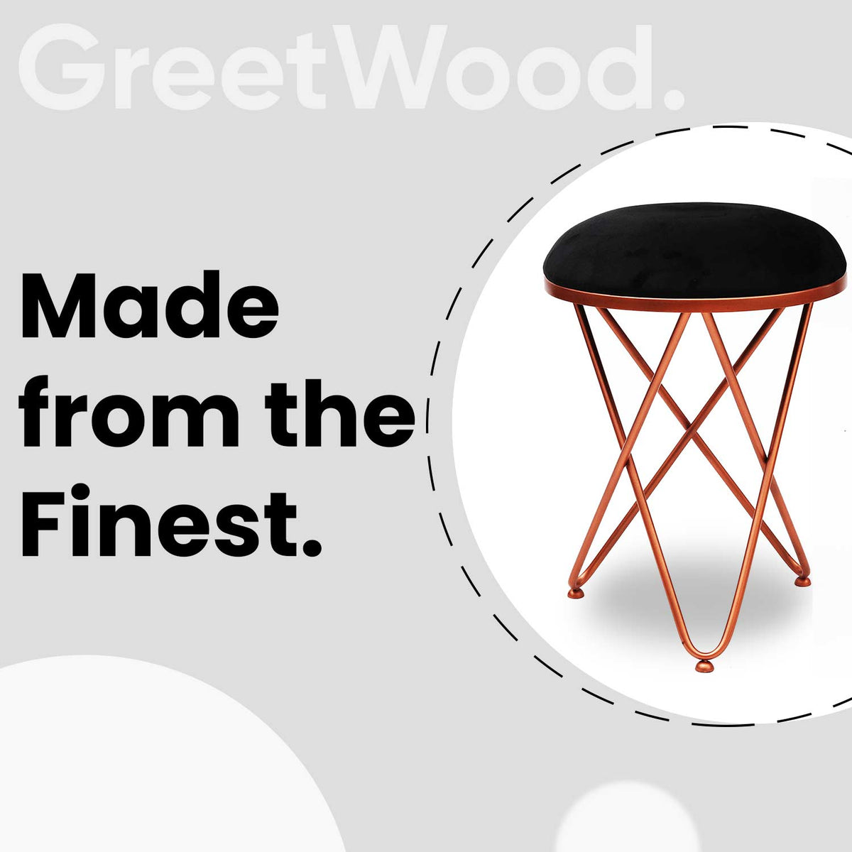 Ultra-modern Cross Leg Rose Gold Metal Stool in Black Cushion Set of 2
