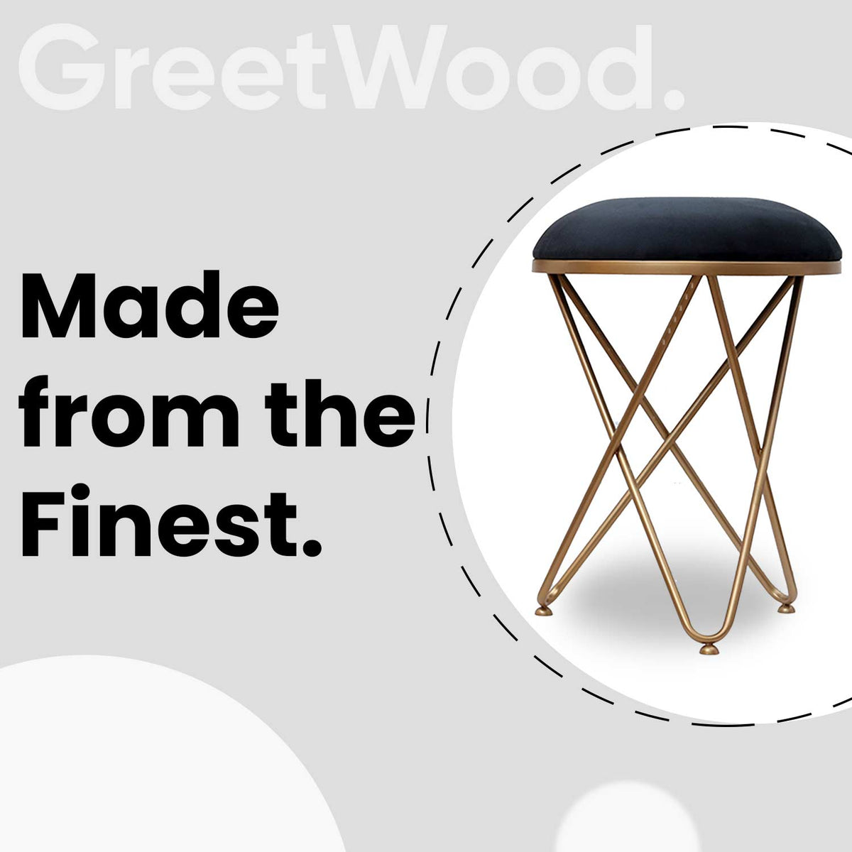 Ultra-modern Cross Leg Golden Metal Stool in Black Cushion Set of 2