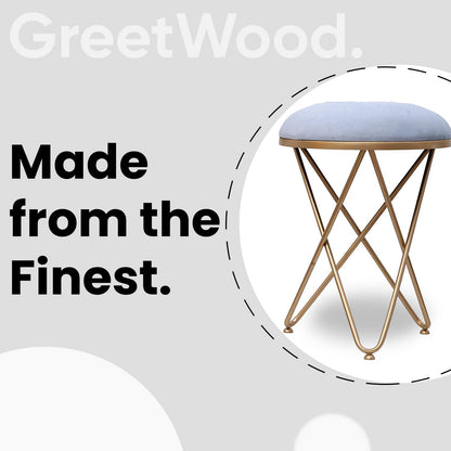 Ultra-modern Cross Leg Golden Metal Stool in Grey Cushion Set of 2