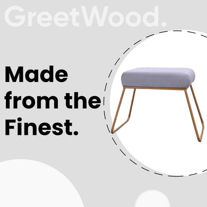 Classy and Compact Golden Metal Stool in Grey Cushion