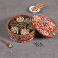 Greetwood Red Printed Wooden Masala Box for Kitchen