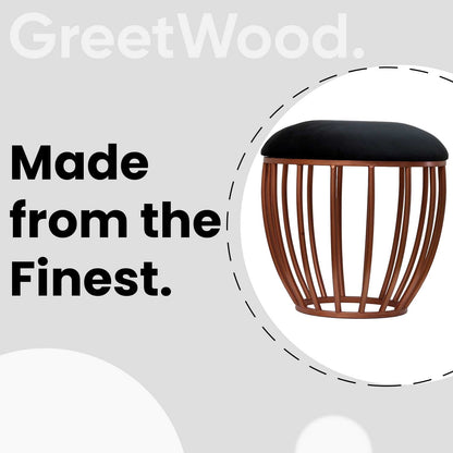 Classic Cage-Style Rose Gold Metal Stool in Black Cushion Set of 2