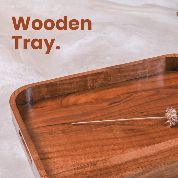 Greetwood Wooden Serving Tray With Inbuilt Handle