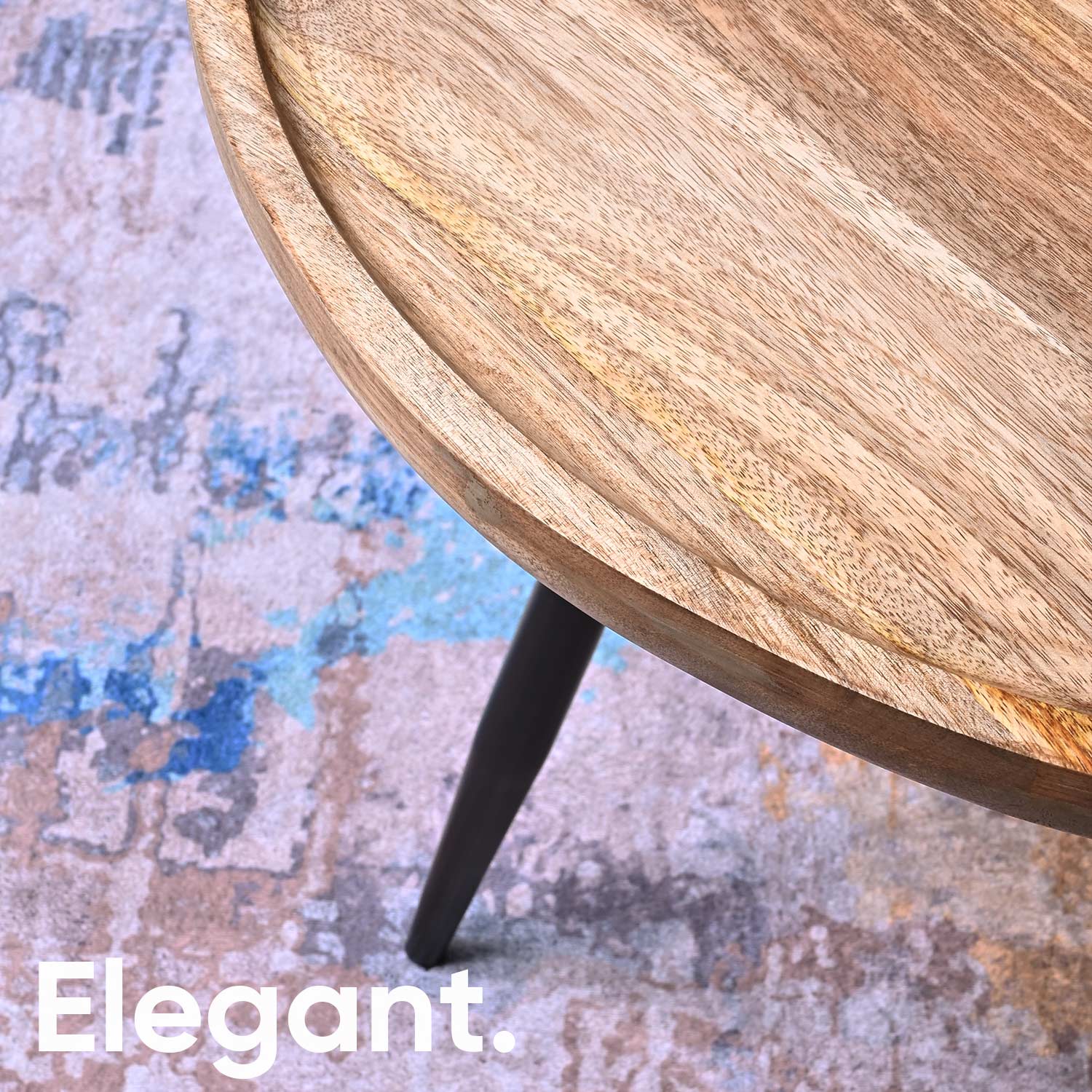 Natural Large Mango Wood & Metal Side Table