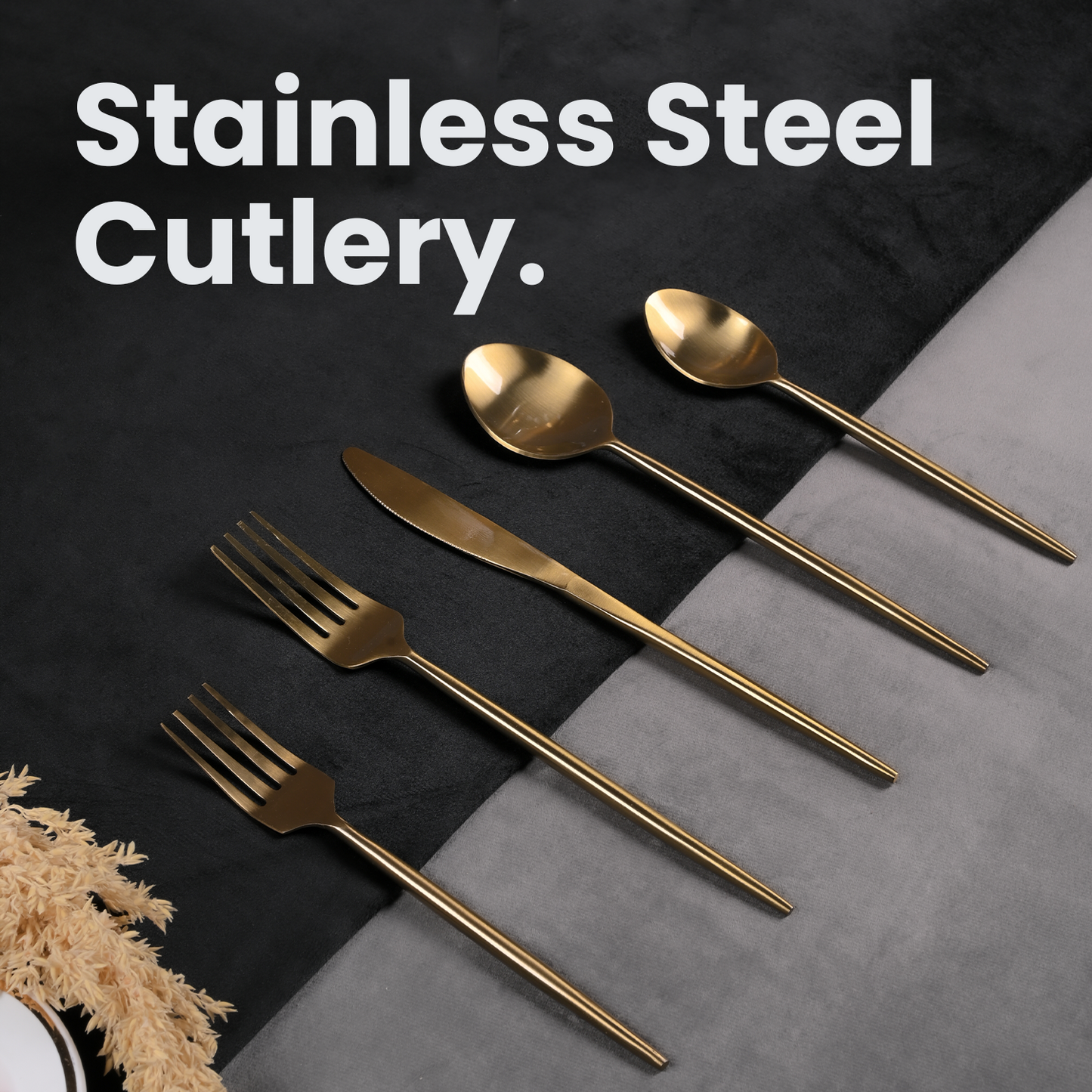 Greetwood Stainless Steel Cutlery Set for Dining Table in Gold