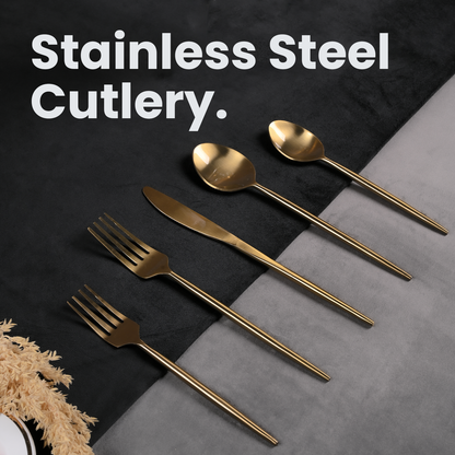 Greetwood Stainless Steel Cutlery Set for Dining Table in Gold