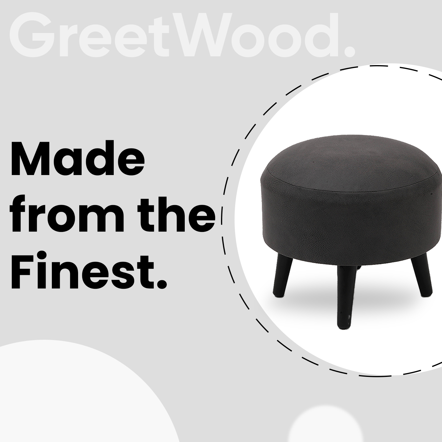 Trendy Whack Wooden Tuffet in Grey Color