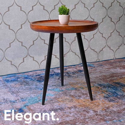 Walnut Small Mango Wood & Metal Side Table